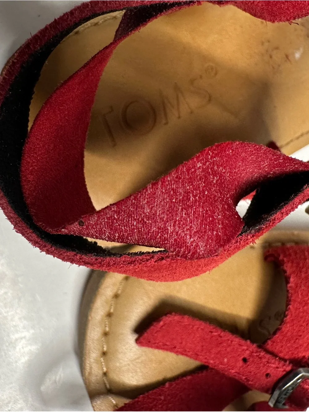 Toms Red Braided Strap Ankle Sandals